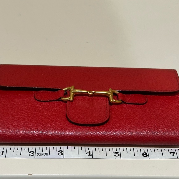 Vintage Gucci 1955 Red Pebbled Leather Long Wallet - Picture 14 of 14